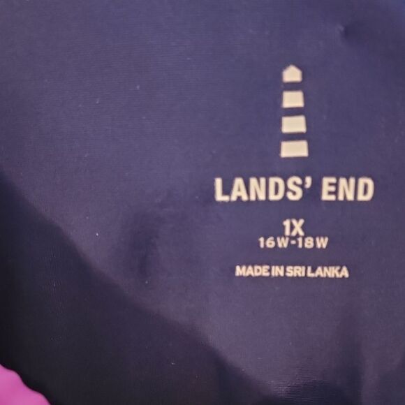 Lands' End Womens  Rash Guard - Coral, Navy, and Purple Swim Top 1X - Picture 2 of 4